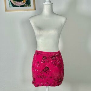Y2k Hot Pink Sequin Mini Skirt